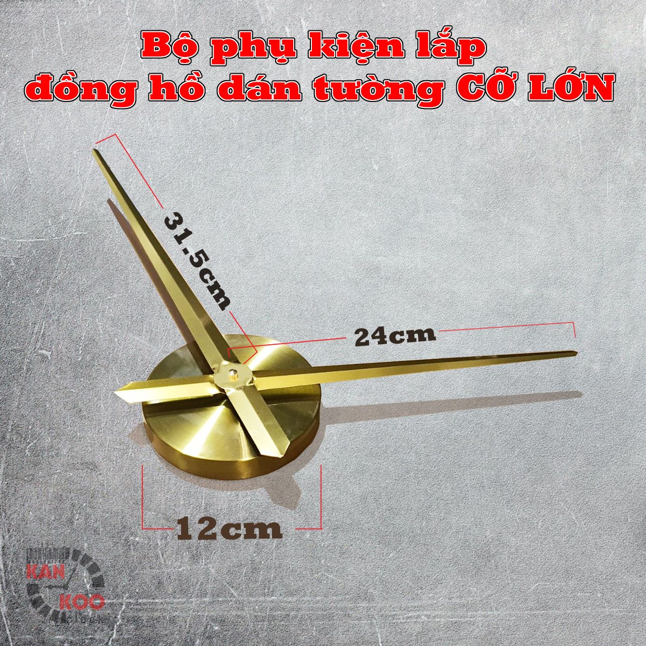  (COMBO- 08}- Bộ phụ kiện 05 MÓN lắp đồng hồ dán tường cỡ lớn 1.2 mét, đồng hồ dán tường 3Dcó kim phút 31.5cm tính từ tâm 