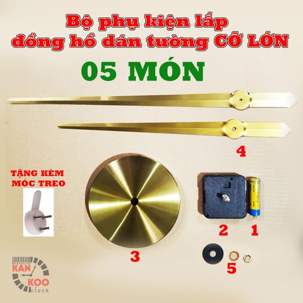  Combo 8- Bộ phụ kiện lắp đồng hồ dán tường cỡ lớn, kim phút 31.5cm tính từ tâm 