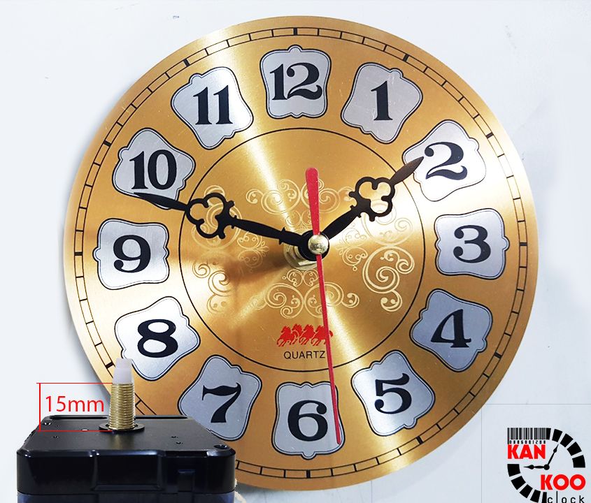  [COMBO 03 MÓN] Bộ máy đồng hồ treo tường kim trôi cốt 22 (trục đồng dài 15mm),  mặt đồng hồ nhôm D20, kim đồng hồ 