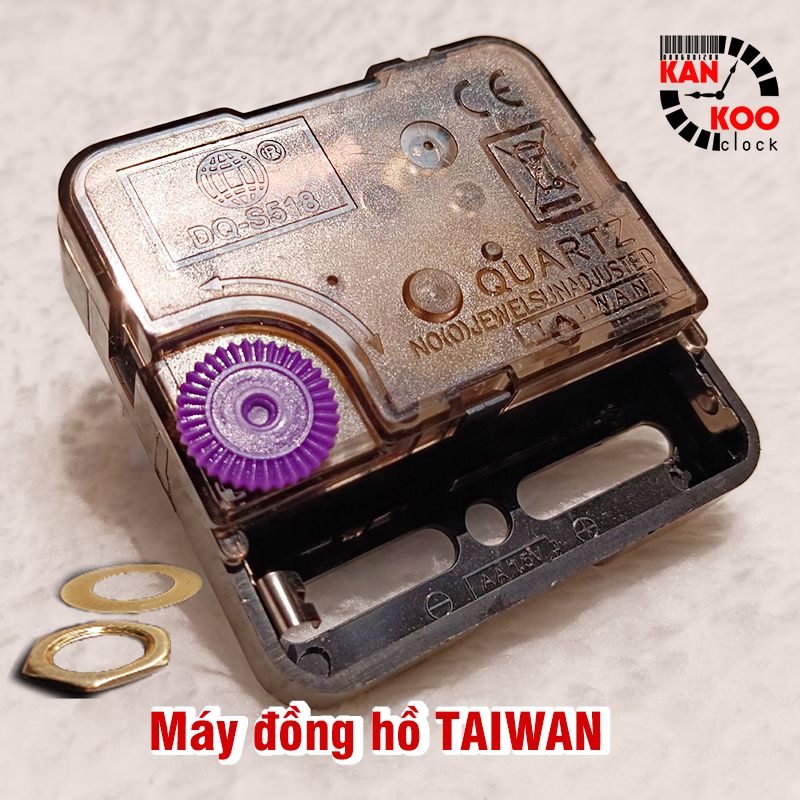  Máy đồng hồ treo tường kim trôi TAIWAN DQS518- trục đồng dài 15mm  BẢO HÀNH 24 tháng-dùng cho đồng hồ treo tường cỡ 10cm đến 40cm 
