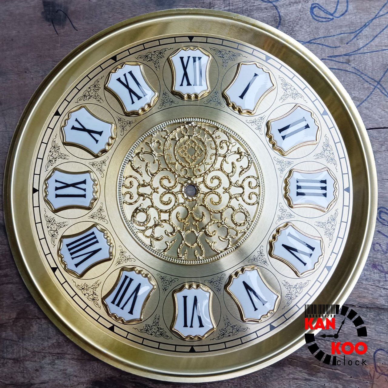  Mặt nhôm lắp đồng hồ tủ đứng-đồng hồ gỗ lũa đường kính 32cm (mặt ngọc) số nổi kiểu La Mã 