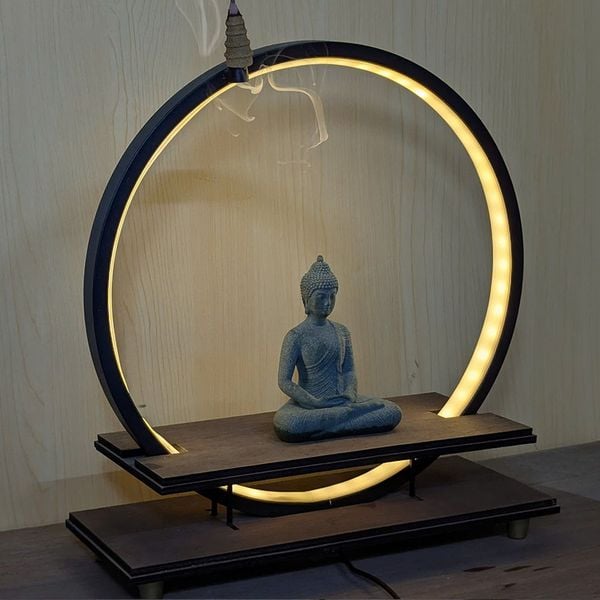  Kệ gỗ cao cấp kết hợp vòng đèn led 20-30cm, tích hợp sẵn 3 Màu led tuỳ chỉnh decor, trang trí bàn làm việc, bàn trà 