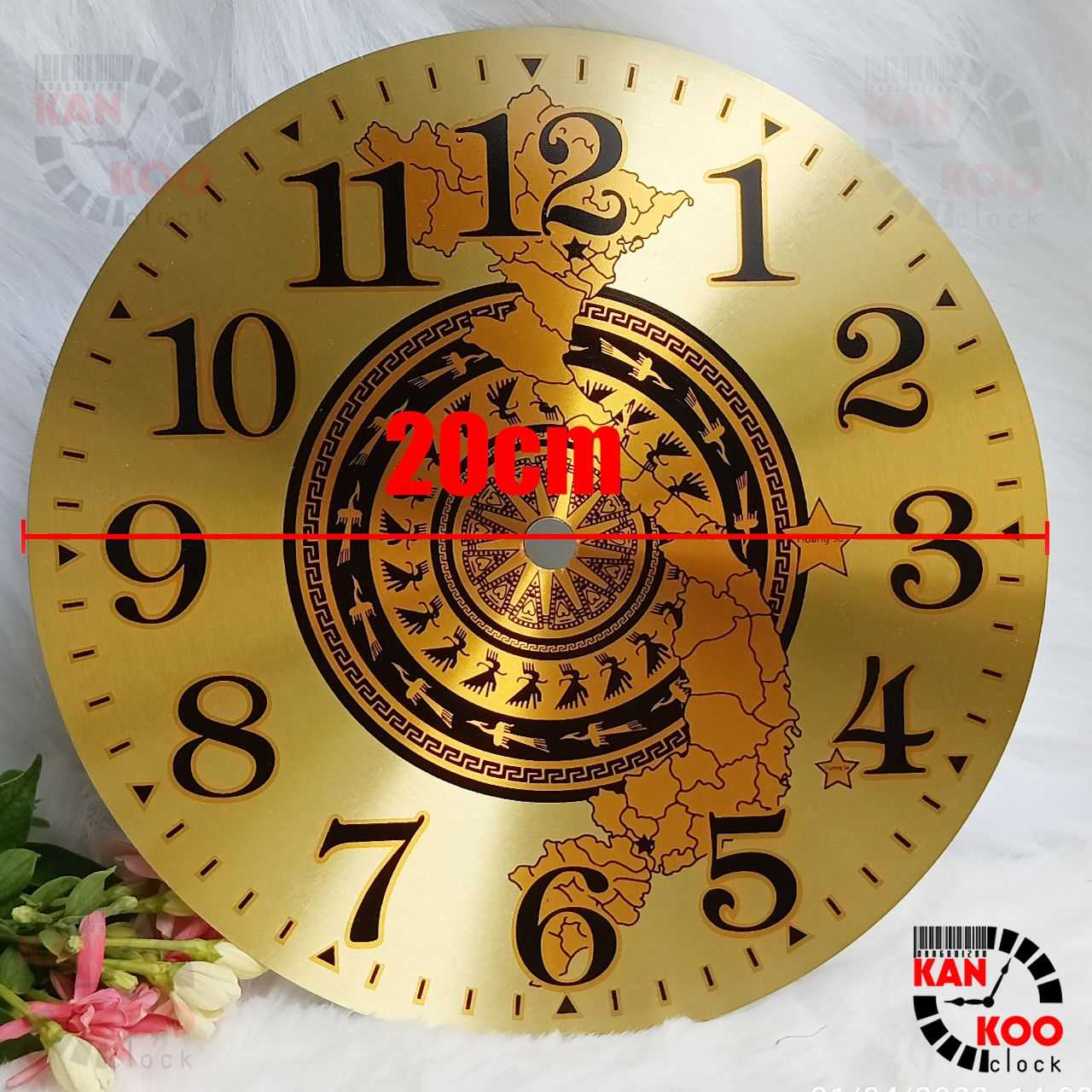  Mặt số đồng hồ treo tường hình trống đồng-bản đồ Việt Nam đường kính 20cm (D20) 