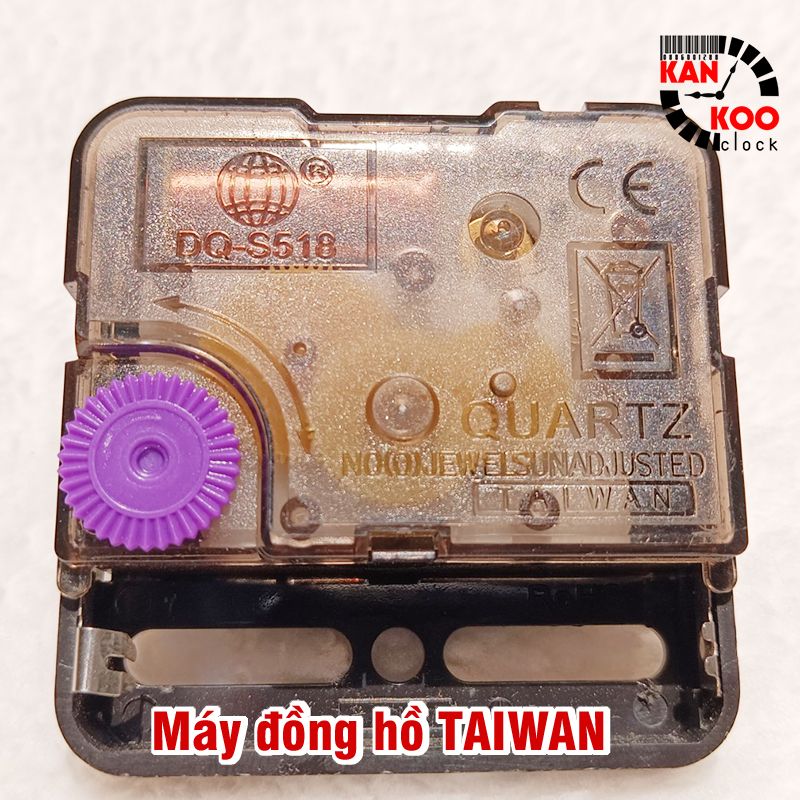  Máy đồng hồ treo tường kim trôi TAIWAN DQS518- trục đồng dài 6mm  BẢO HÀNH 24 tháng- dùng cho đồng hồ treo tường cỡ 10cm đến 40cm 
