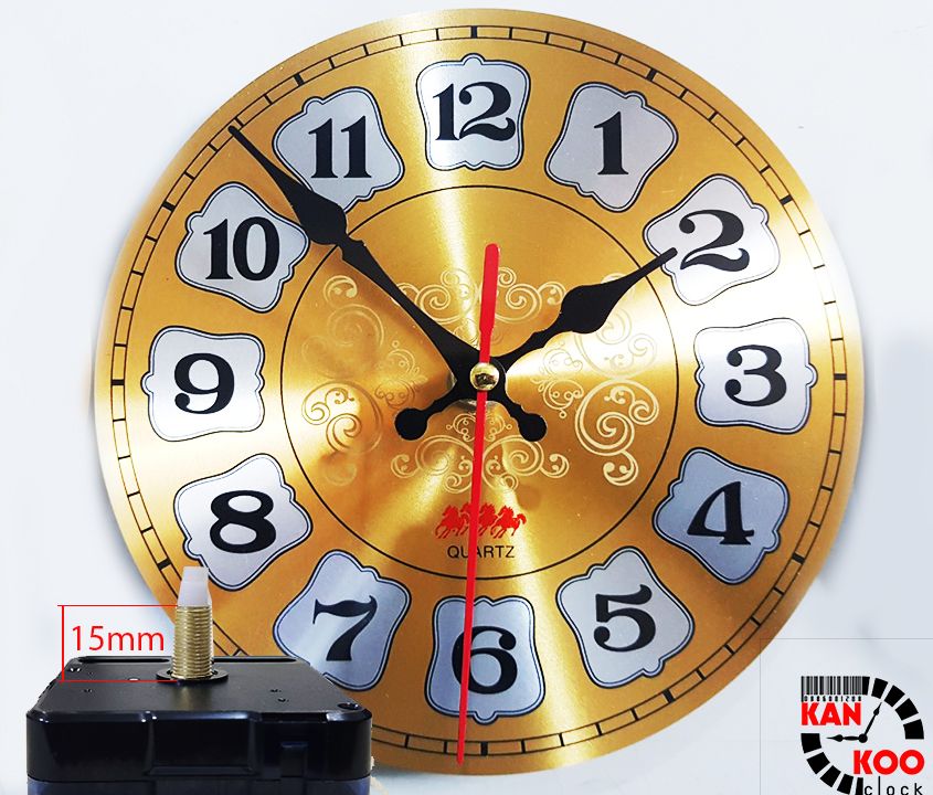  [COMBO 03 MÓN] Bộ máy đồng hồ treo tường kim trôi cốt 22 (trục đồng dài 15mm),  mặt đồng hồ nhôm D20, kim đồng hồ 