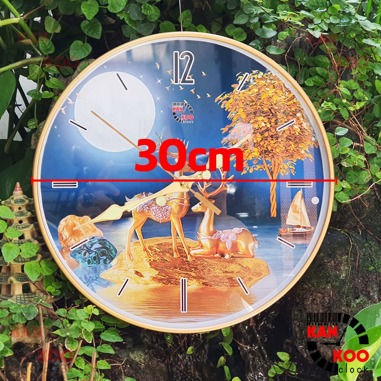  Đồng hồ treo tường 30cm, KIM DẠ QUANG phát sáng lên đến 08 tiếng, máy kim trôi TAIWAN  bảo hành 03 NĂM 
