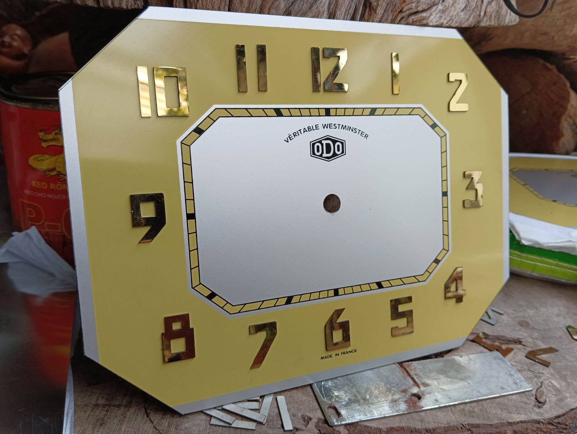 Mặt số nhôm đồng hồ Odo, mặt bát giác ngang Kankoo Clock phiên bản mới nhôm dày 5 dem- Có bán kèm viền 