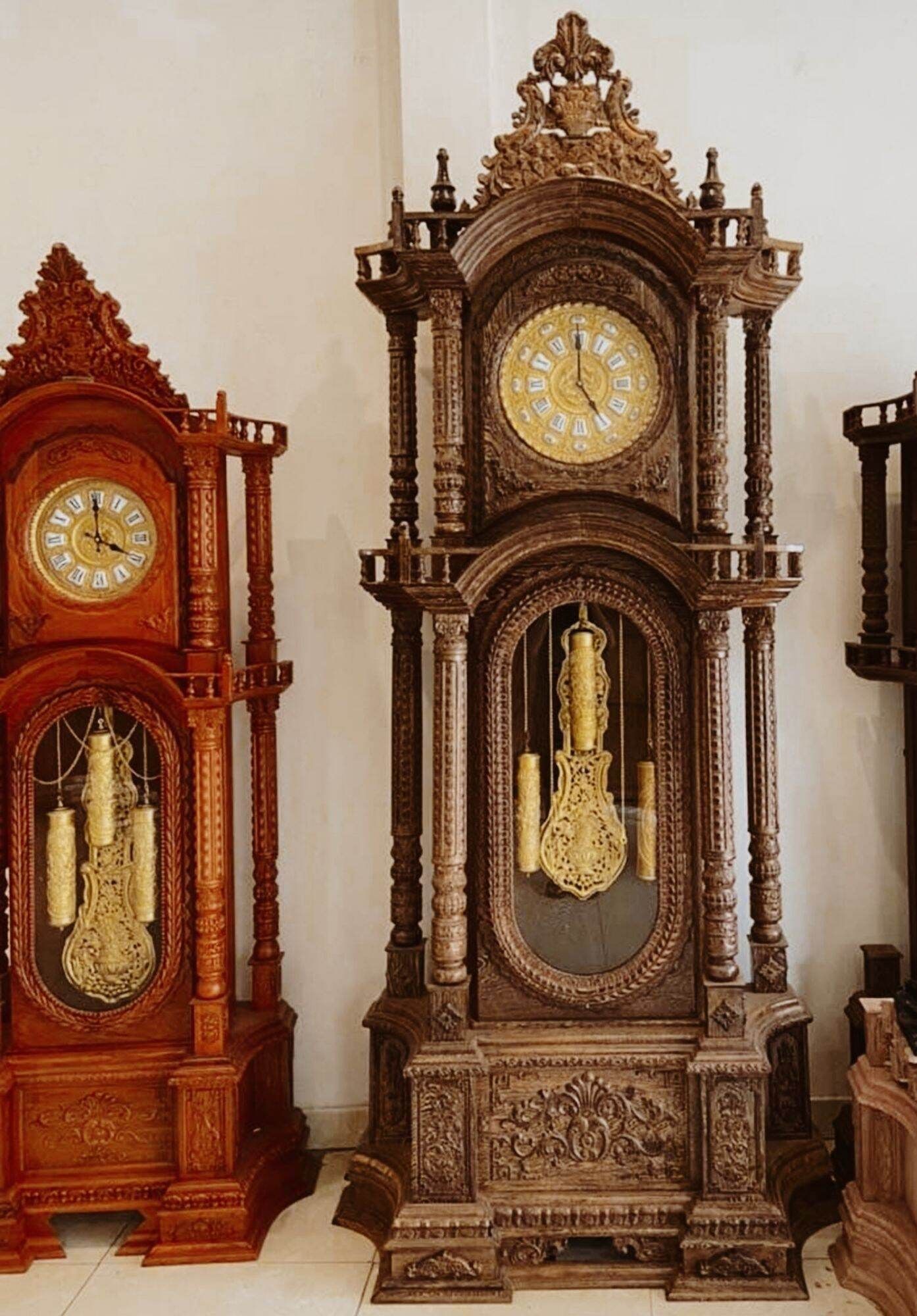  [COMBO 9 MÓN] phụ kiện lắp đồng hồ tủ đứng, đồng hồ gỗ lũa, đồng hồ diy mặt đồng 26cm, lắc đồng 60cm, tạ đồng 