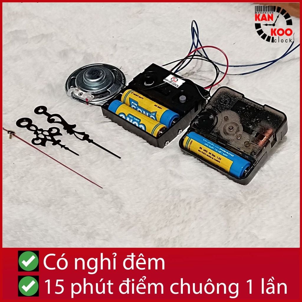  Bộ máy phát nhạc chuông điểm giờ cho đồng hồ treo tường: điểm nhạc 15 phút 1 lần, 3 kiểu nhạc- có chế độ nghỉ đêm- LOẠI 