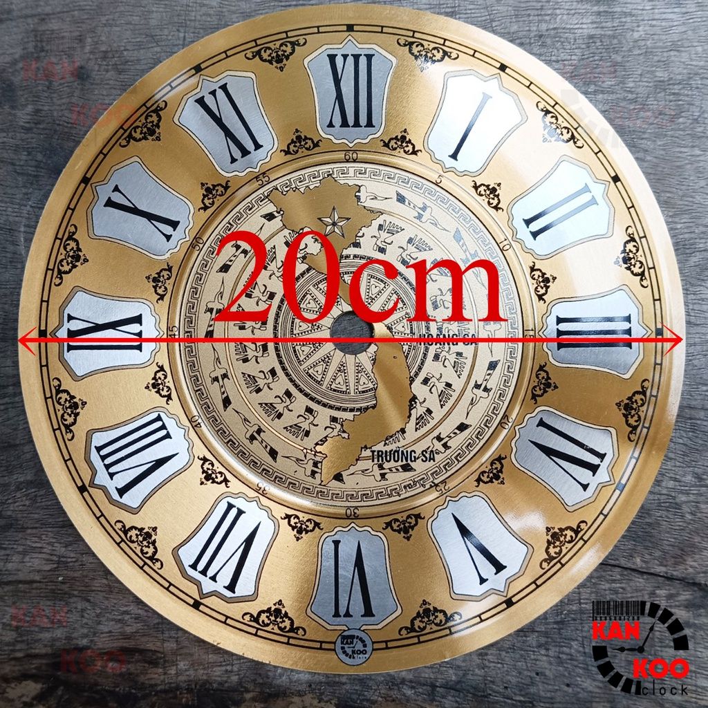  Mặt số đồng hồ treo tường nhôm dập nổi kiểu số La Mã 20cm 