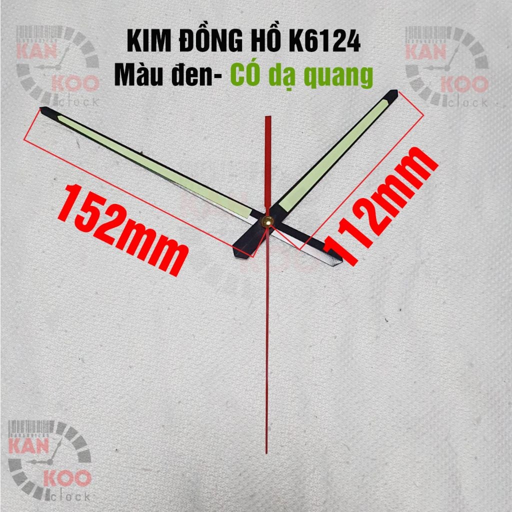  Kim đồng hồ treo tường dạ quang, phát sáng vào ban đêm loại dài 15.2cm mã số K6124 