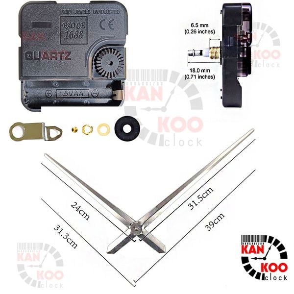  (COMBO SIÊU RẺ) Máy, kim đồng hồ treo tường cỡ lớn, dùng cho đồng hồ 1 mét, 1.2 mét, bảo hành 24 tháng 