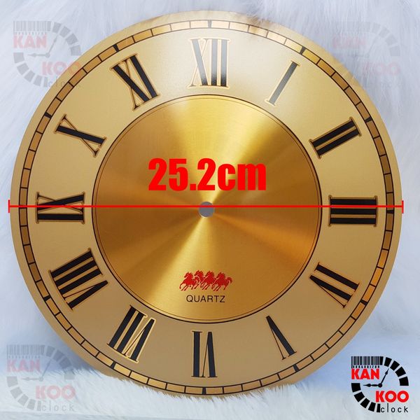 Mặt số đồng hồ treo tường nhôm màu NHỤ VÀNG đường kính 25.2cm (D252)- kiểu số La Mã 