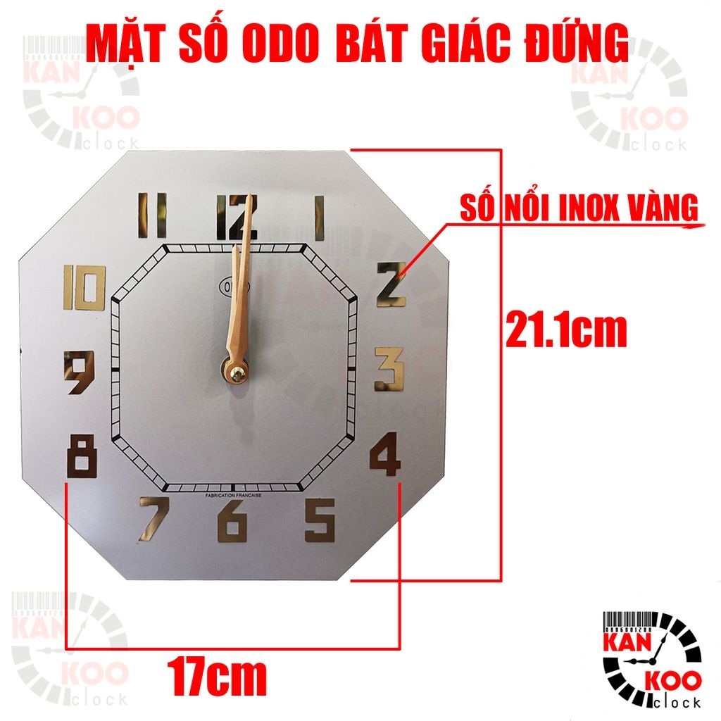  Mặt số nhôm đồng hồ Odo, mặt bát giác ĐỨNG Kankoo Clock kích thước 21.1cm 