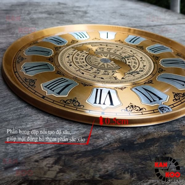  Mặt số đồng hồ treo tường nhôm dập nổi kiểu số La Mã 18cm 