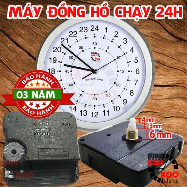  Máy đồng hồ treo tường HR1688-24H độc, lạ chạy 1 vòng 24h (không giống các loại máy thông thường 1 vòng chạy 12h) 