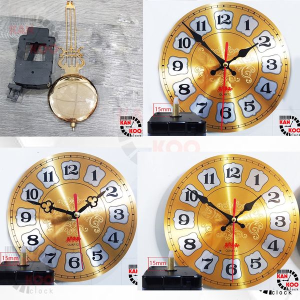  [COMBO-05] Máy đồng hồ kim trôi, mặt nhôm, kim, máy lắc, cây lắc đồng hồ treo tường 
