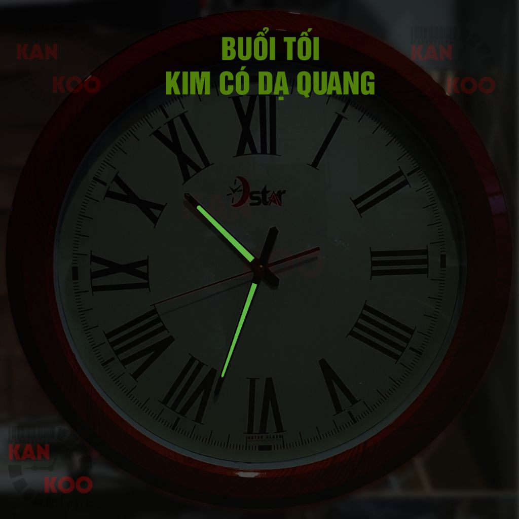  Kim đồng hồ treo tường dạ quang, phát sáng vào ban đêm loại dài 15.2cm mã số K6124 