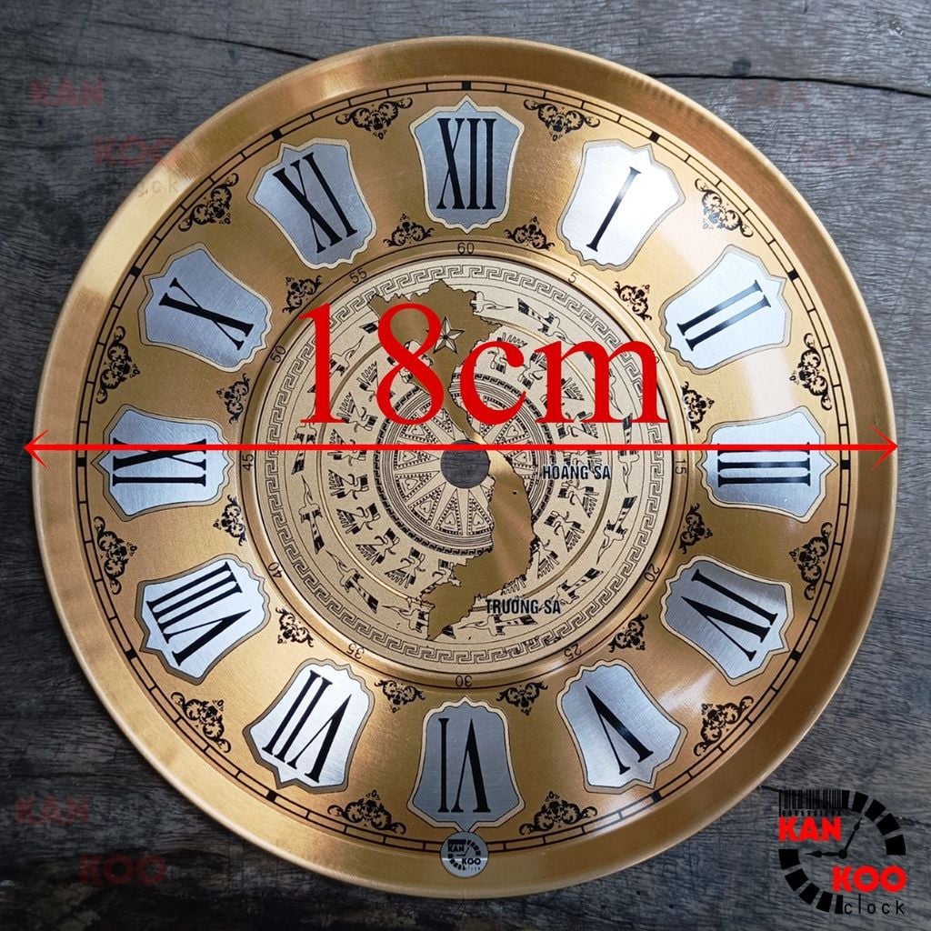  Mặt số đồng hồ treo tường nhôm dập nổi kiểu số La Mã 18cm 