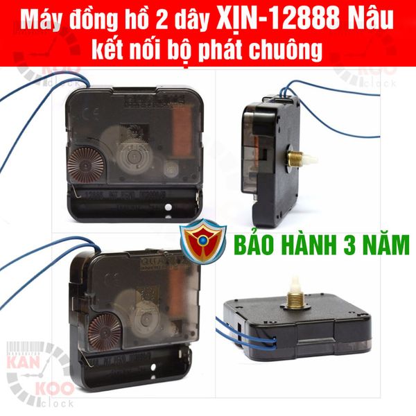  Máy đồng hồ treo tường 2 dây, kim giật,  gắn chung bộ phát nhạc chuông, điểm giờ loại XỊN  12888 XỊN 