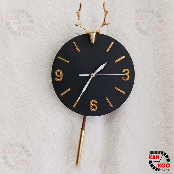  Đồng Hồ Treo Tường Nghệ Thuật KIM TRÔI Quả Lắc -Hình Đầu Hươu (Nai) kim dạ quang phát sáng vào bam đêm 