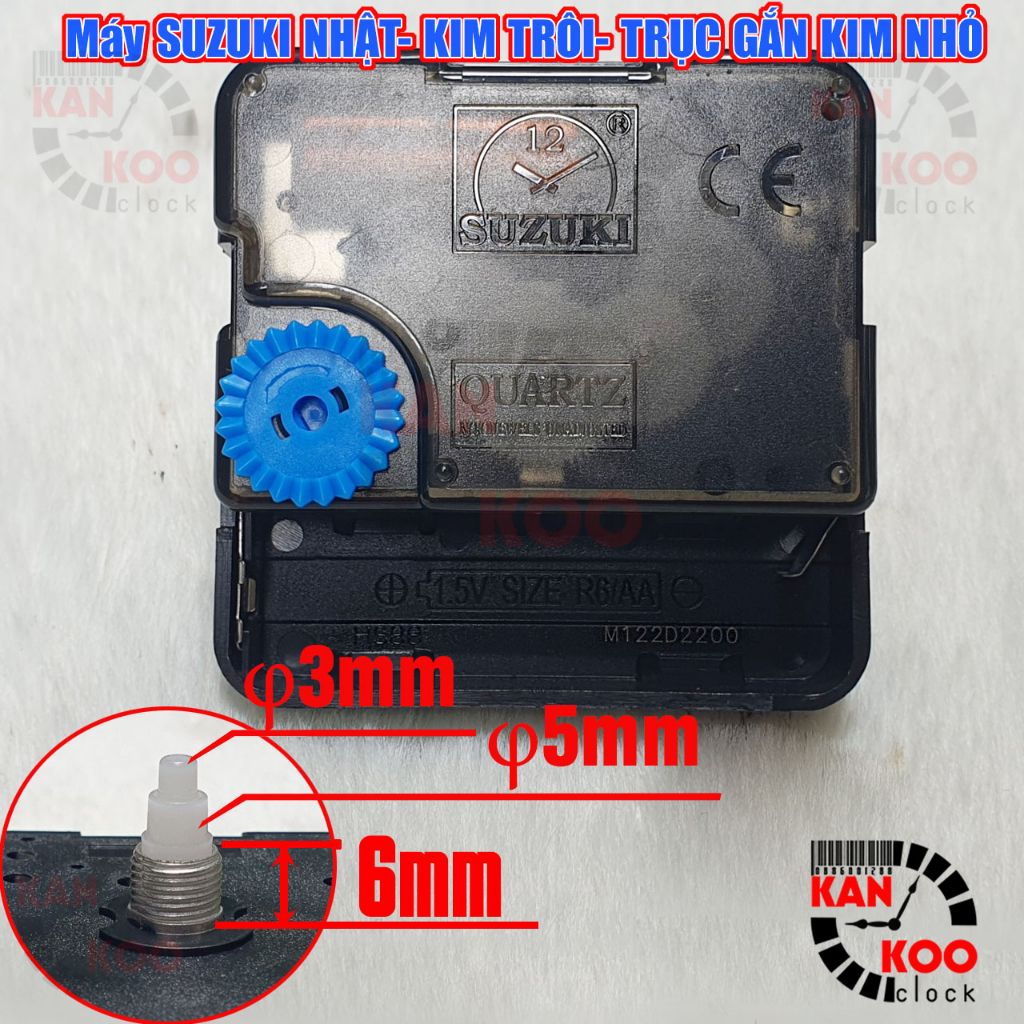  Máy đồng hồ treo tường KIM TRÔI XỊN SUZUKI và Kim dài 22.2cm bảo hành 5 năm, dùng cho mặt đồng hồ treo tường cỡ lớn 50cm 