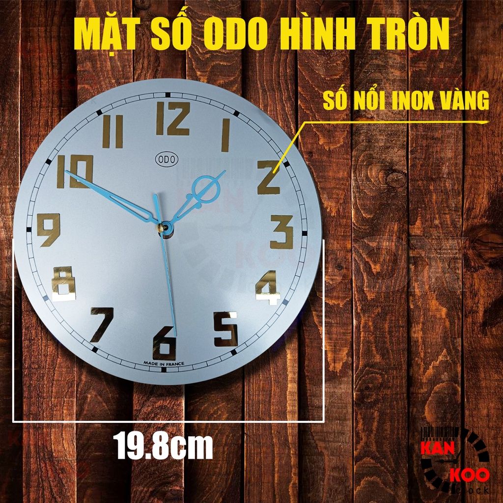  Mặt số nhôm đồng hồ Odo hình tròn- số nổi bằng inox xi vàng- kích thước 19.8cm Kankoo Clock 