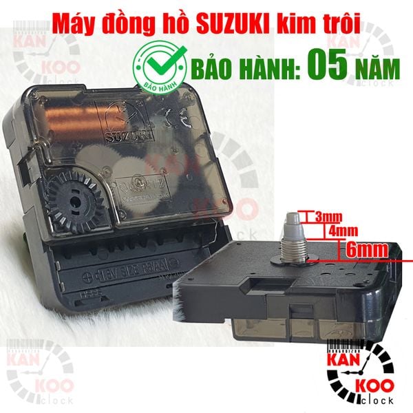  Máy đồng hồ treo tường KIM TRÔI NHẬT XỊN hiệu SUZUKI bánh xe ĐEN 