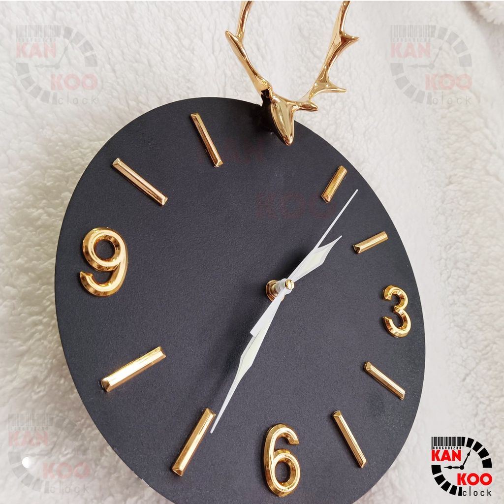  Đồng Hồ Treo Tường Nghệ Thuật KIM TRÔI Quả Lắc -Hình Đầu Hươu (Nai) kim dạ quang phát sáng vào bam đêm 