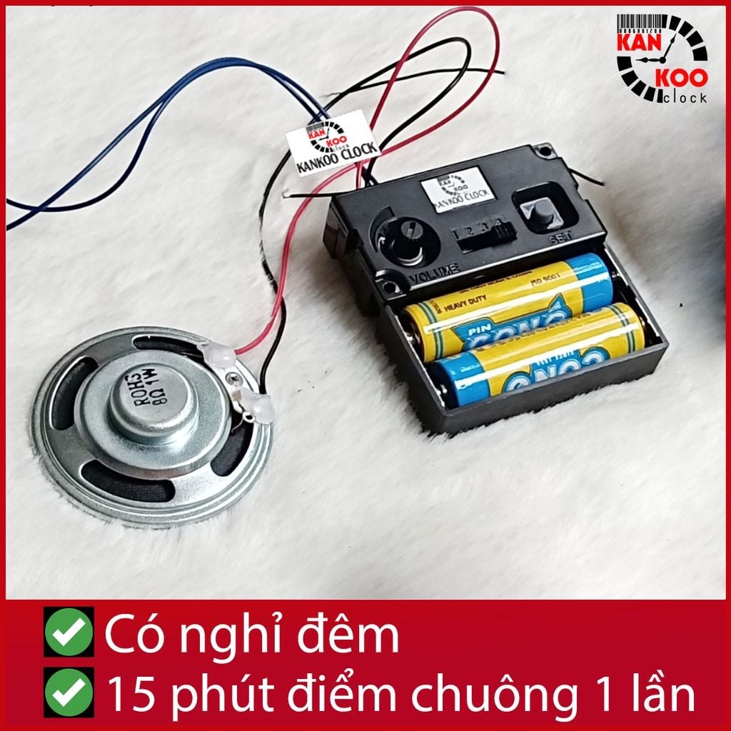  Bộ máy phát nhạc chuông điểm giờ cho đồng hồ treo tường: điểm nhạc 15 phút 1 lần, 3 kiểu nhạc- có chế độ nghỉ đêm- LOẠI 
