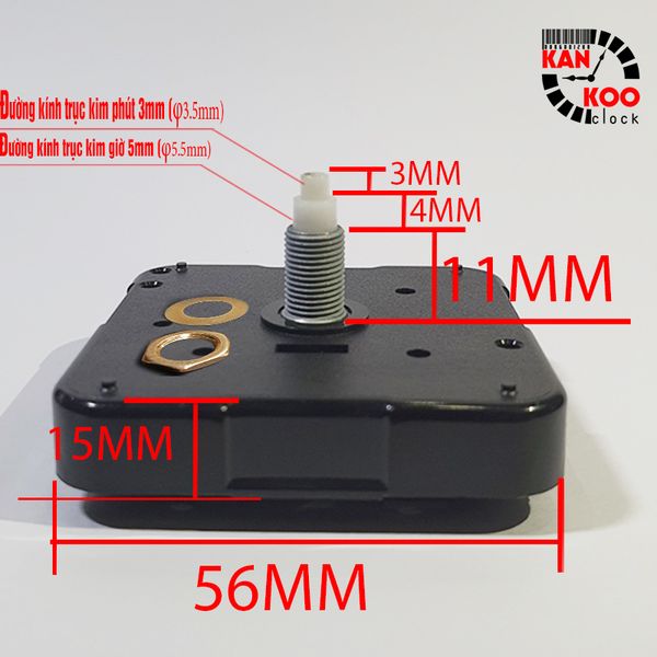  Máy đồng hồ treo tường kim trôi Nhật Bản chính hãng hiệu Shinfuku cốt dài 18 (trục vặn ốc 11mm)-bảo hành 5 năm 