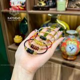  Vòng Dây Cáp Ngũ Điếu Thạch Anh Tóc Đen Mix 2 Bi Kim Tiền Vàng Trang Sức (Mộc, Thủy) 