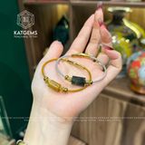  Vòng Dây Cáp Lu Thống Thạch Anh Tóc Vàng Mix 2 Bi Kim Tiền Vàng Trang Sức (Kim, Thổ) 