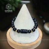  Vòng Đơn Thạch Anh Tóc Đen 8-9Ly Mix Lu Thống Và Kim Tiền Vàng Trang Sức (Mộc, Thủy) V3-133001 