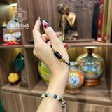 Vòng Dây Cáp Ngũ Điếu Thạch Anh Tóc Xanh Mix 2 Bi Kim Tiền Vàng 10K (Mộc, Hỏa) 