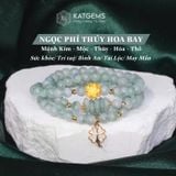  Vòng Chuỗi Ngọc Phỉ Thúy Hoa Bay 5.8li Mix Ngũ Điếu Charm Hoa Sen Và Cỏ Bốn Lá Vàng Tây 10K (Không Kén Mệnh) 