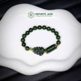  Vòng Đơn Ngọc Bích Canada Vip 8Ly Mix Bà Hồ Ly Chúa, Lu Thống và Bi Kim Tiền Vàng Tây 10K (Không Kén Mệnh) 