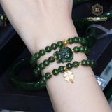  Vòng Chuỗi Ngọc Bích Canada VVIP 6Ly Mix Bà Hồ Ly, Charm Cỏ Bốn Lá Và Bi Kim Tiền Vàng Trang Sức (Không Kén Mệnh) 