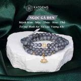  Vòng Chuỗi Ngọc Gà Đen 5.8li Mix Charm Hoa Sen Và Xu Kim Tiền Vàng 10K (Không Kén Mệnh) 127006 