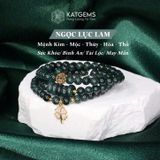  Vòng Chuỗi Ngọc Lục Lam 5.6li Mix Ngũ Điếu, Charm Cỏ Bốn Lá Và Xu Kim Tiền Vàng Trang Sức (Không Kén Mệnh) 2-126002 