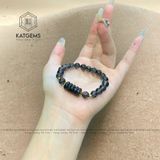  Vòng Đơn Tay Thạch Anh Tóc Đen 7-8ly Ngũ Điếu Mix Bi Vàng 10K (Thủy, Mộc) 