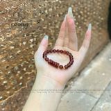  Vòng Tay Đơn Thạch Anh Tóc Đỏ 7ly Ngũ Điếu Mix Bi Vàng 10K (Hỏa, Thổ) 
