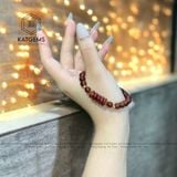  Vòng Tay Đơn Thạch Anh Tóc Đỏ 7ly Ngũ Điếu Mix Bi Vàng 10K (Hỏa, Thổ) 