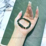  Vòng Tay Đơn Thạch Anh Tóc Xanh 7-8ly Ngũ Điếu Mix Bi Vàng 10K (Hỏa, Mộc) 