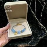  Vòng Dây Cáp Đá Aqua Ngũ Điếu Mix Hồ Ly, Cỏ Bốn Lá, Lu Thống Chạm Kim Tiền (Thủy, Mộc) 