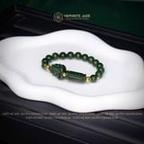  Vòng Đơn Ngọc Bích Canada Vip 8Ly Mix Bà Hồ Ly Chúa, Lu Thống và Bi Kim Tiền Vàng Tây 10K (Không Kén Mệnh) 