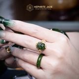  Nhẫn Kim Ngọc Đại Lộc Mặt Tỳ Hưu Ngọc Bích Canada 10x9x6ly Vàng Trang Sức VIP (Không Kén Mệnh) 