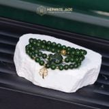  Vòng Chuỗi Ngọc Bích Canada VVIP 6Ly Mix Bà Hồ Ly, Charm Cỏ Bốn Lá Và Bi Kim Tiền Vàng Tây 10K (Không Kén Mệnh) 