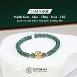  Vòng Đơn Lam Ngọc Cao Băng 5ly Mix Cỏ Bốn Lá Và Bi Vàng Trang Sức (Không Kén Mệnh) 