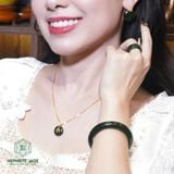  Mặt Dầy Chuyền Đồng Điếu Thần Chú Om Mani Padme Hum Vàng 10K Ngọc Bích Canada Đường Kính 12li Dày 4mm (Không Kén Mệnh) 